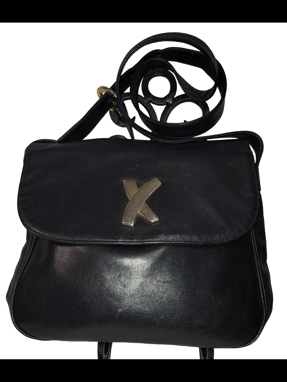 PALOMA PICASSO Vintage Bag Black Genuine Leather Crossbody Bag Very Soft.